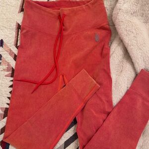 Free People Coral Red Pull-On Leggings